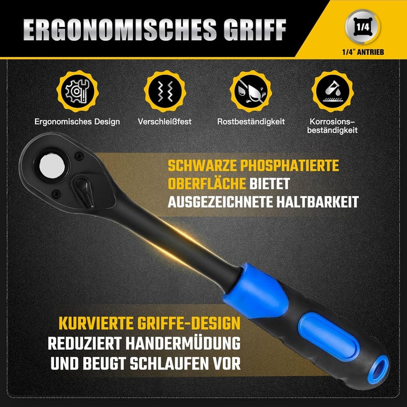 zozoa 1/4 hüvelykes kétirányú racsnis hajtókulcs 90 foggal gyorskioldással ergonomikus puha markolattal króm-molibdén acél 4 fok 13 Nm