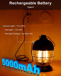 Zpincsipo 5000mAh LED Kemping Lámpa Újratölthető, 400LM Meleg Fehér Fény, 3 Üzemmód, Vészvilágítás 3