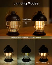 Zpincsipo 5000mAh LED Kemping Lámpa Újratölthető, 400LM Meleg Fehér Fény, 3 Üzemmód, Vészvilágítás 6