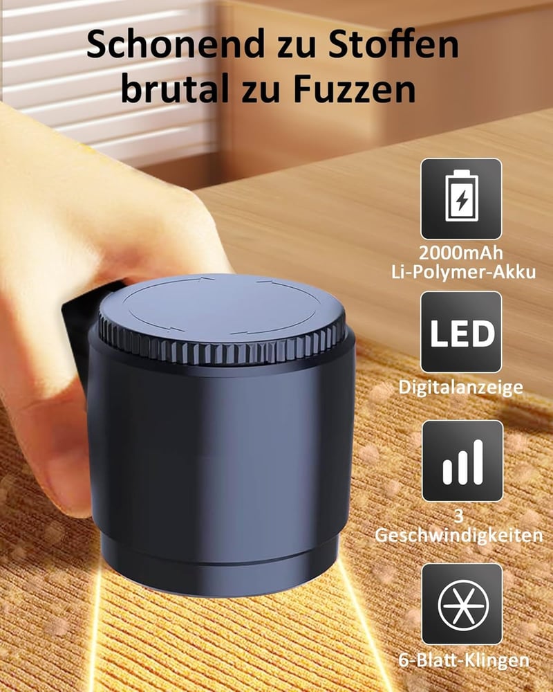 Zpincsipo Elektromos Szövetborotva 2000mAh Akkumulátorral, 3 Sebesség, 6 Pengés, LED Kijelző, USB-C Töltés, Gyapjúszedő Ruhákhoz