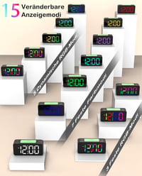 Zpincsipo RGB LED Digitális Ébresztőóra 15 Szín Módú 7" Kijelzővel USB Töltővel 2