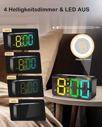 Zpincsipo RGB LED Digitális Ébresztőóra 15 Szín Módú 7" Kijelzővel USB Töltővel 6