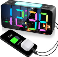 Zpincsipo RGB LED Digitális Ébresztőóra 15 Szín Módú 7" Kijelzővel USB Töltővel 1