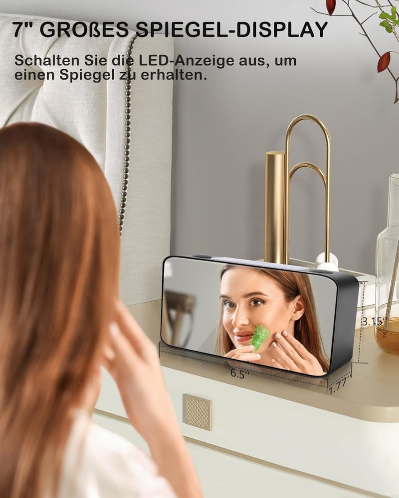 Zpincsipo RGB LED Digitális Ébresztőóra 15 Szín Módú 7" Kijelzővel USB Töltővel