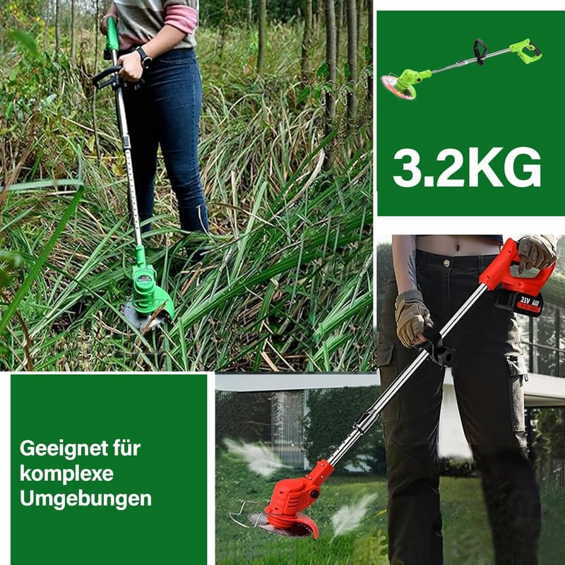 ZREBZYR Akkumulátoros Fűnyíró 2x4.0Ah Akkuval és Töltővel, 3 Vágófej Kerti Fűkasza