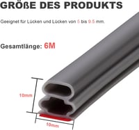 ZSRedHong Ajtó Tömítőszalag Öntapadós 10x10mm 6m Szürke Hangszigetelő Vízálló - 10mm(B)*10mm(D)/ 6m(L), Gray 2