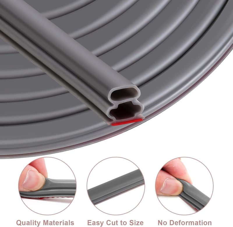 ZSRedHong Ajtó Tömítőszalag Öntapadós 10x10mm 6m Szürke Hangszigetelő Vízálló - 10mm(B)*10mm(D)/ 6m(L), Gray