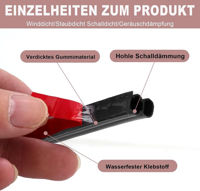 ZSRedHong Fekete Tömítőszalag Öntapadós 10x10mm Ajtó Ablak Gumitömítés 6m