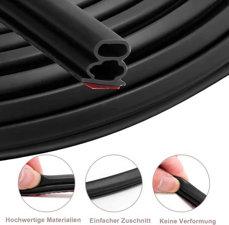 ZSRedHong Fekete Tömítőszalag Öntapadós 10x10mm Ajtó Ablak Gumitömítés 6m