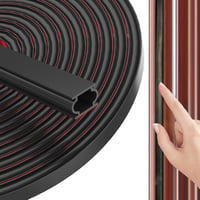 ZSRedHong Öntapadós Ajtószigetelő Szalag 12mm×8mm×6m - Vízálló Gumitömítés Ajtókerethez, Rugalmas Huzatgátló Tömítőcsík, Fekete 8