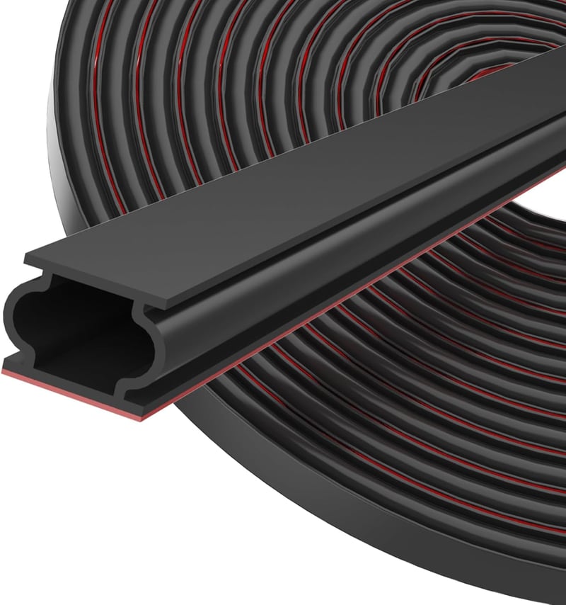 ZSRedHong Öntapadós Ajtószigetelő Szalag 12mm×8mm×6m - Vízálló Gumitömítés Ajtókerethez, Rugalmas Huzatgátló Tömítőcsík, Fekete