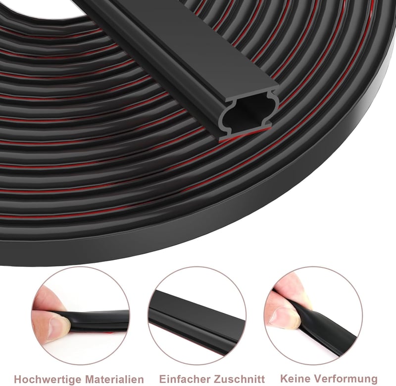 ZSRedHong Öntapadós Ajtószigetelő Szalag 12mm×8mm×6m - Vízálló Gumitömítés Ajtókerethez, Rugalmas Huzatgátló Tömítőcsík, Fekete
