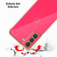 ZTOFERA Silikónový kryt so vzorom srdiečok pre Samsung Galaxy S21 5G (6,2"), so zlatým rámom, nárazuvzdorný, ružovo-červený 4