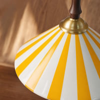 ZTTECH 30 cm-ska vintage keramička visilica na pruge s E27 grlom, drvenim postoljem i podesivom visinom, žuta – za dnevni boravak, spavaću sobu, kuhinju, blagovaonicu 7