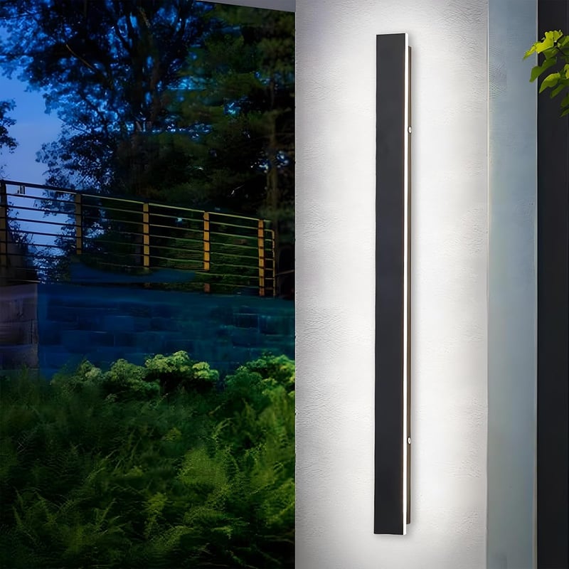 ZTWLEED 115 cm Kültéri LED Fali Lámpa - 25W, IP65 Vízálló, 6000K Hideg Fehér, Alumínium, Fekete, Kerti, Terasz, Villa Világítás