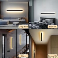 ZTWLEED 120 cm Modern LED Fali Lámpa - 44W, 3 Színhőmérséklet (3000K/4000K/6000K), Fekete Alumínium, Nappali, Hálószoba, Folyosó Világítás 6