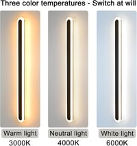 ZTWLEED 120 cm Modern LED Fali Lámpa - 44W, 3 Színhőmérséklet (3000K/4000K/6000K), Fekete Alumínium, Nappali, Hálószoba, Folyosó Világítás 2