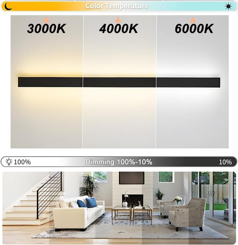 ZTWLEED Fali LED Lámpa 32W - Távirányítós, Fényerőszabályozható (10-100%), 80 cm, Fekete, Modern Dizájn Hálószobába, Nappaliba

AI: I've cre