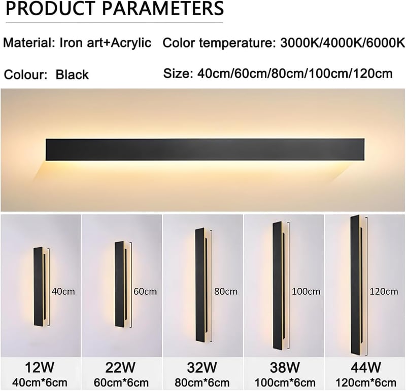 ZTWLEED Fali LED Lámpa 32W - Távirányítós, Fényerőszabályozható (10-100%), 80 cm, Fekete, Modern Dizájn Hálószobába, Nappaliba

AI: I've cre