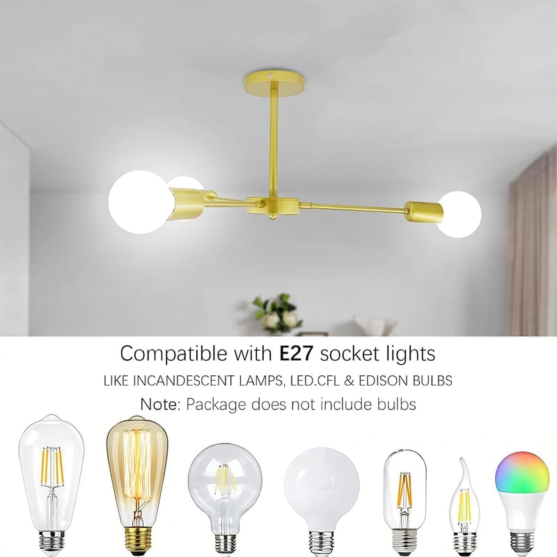 ZTWLEED Vintage Mennyezeti Lámpa 6 Izzós E27 Arany Ipari Retro Stílusú 82cm
