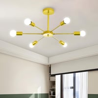 ZTWLEED Vintage Mennyezeti Lámpa 6 Izzós E27 Arany Ipari Retro Stílusú 82cm 1