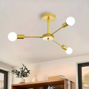ZTWLEED Lampă de tavan vintage cu 6 becuri E27, aurie, stil industrial retro, 82cm