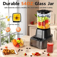 Zuccie 1200W Turmixgép Smoothie Mixer 1.6L Üveg Pohár 3 Fokozat Rozsdamentes Acél Pengék 2