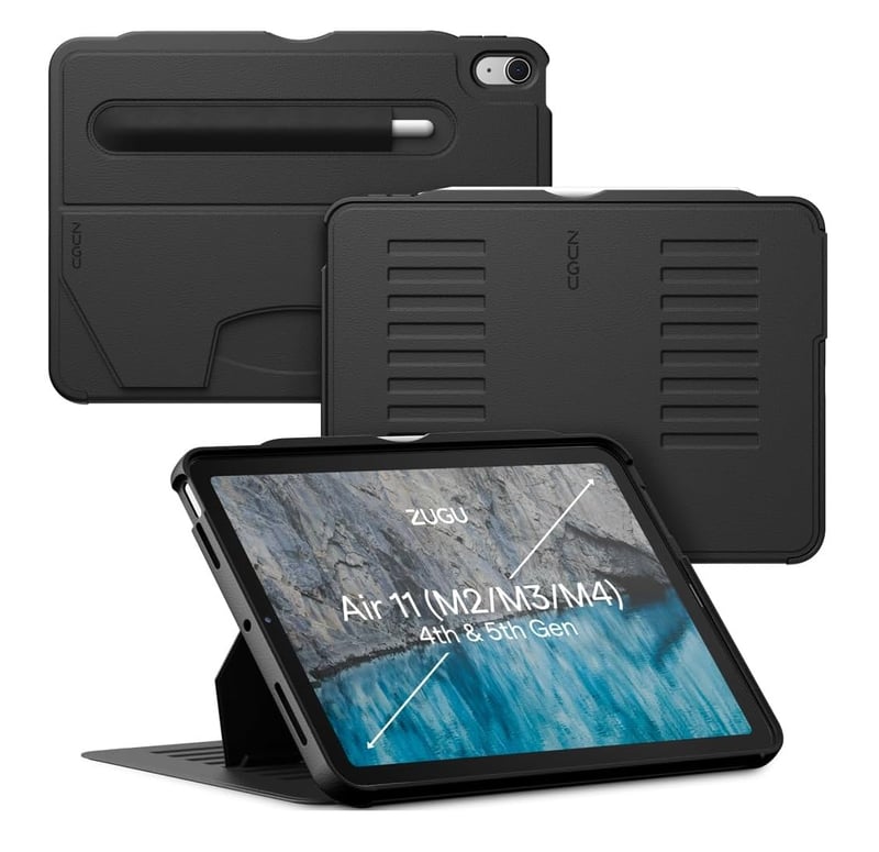 Husă ZUGU CASE pentru iPad Air 11 (M4/M3/M2) & Air 5/4 10.9", suport magnetic cu 8 poziții - negru