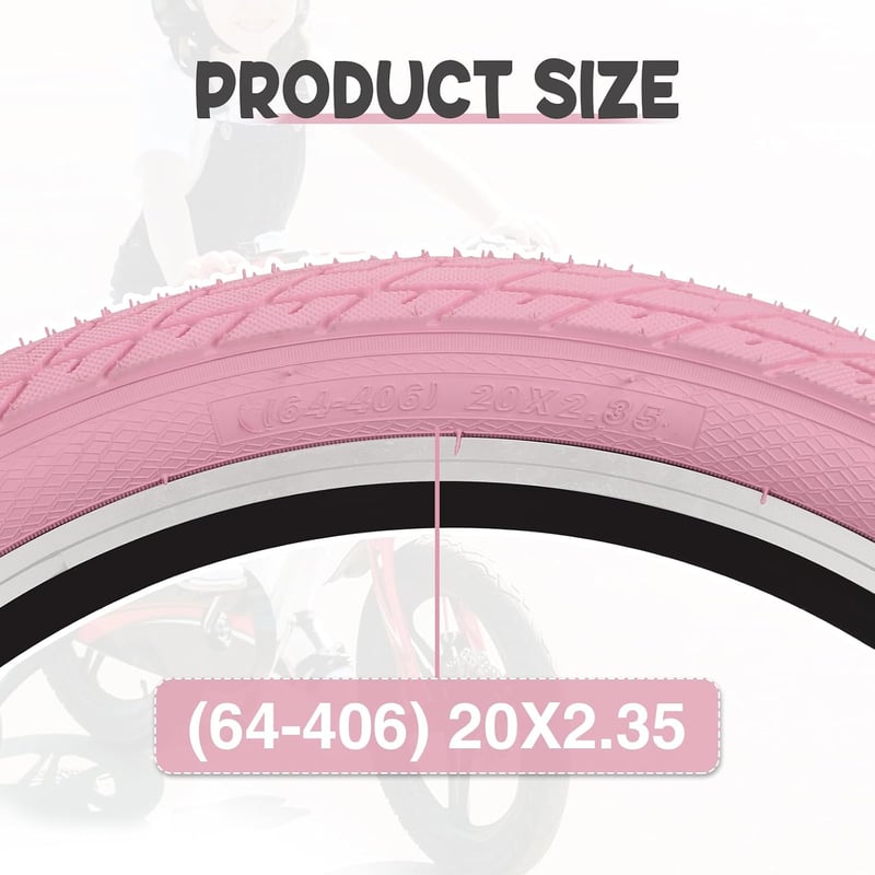ZUKKA Kerékpár gumi szett 20x2.35 64-406 30 TPI összecsukható rózsaszín külső gumi pár MTB BMX gyerek cruiser folding bike