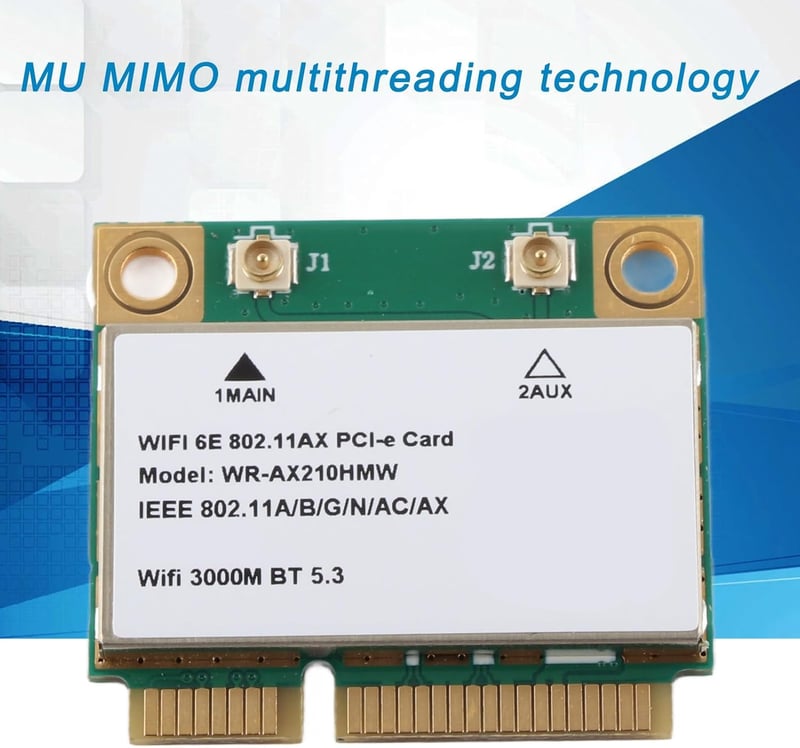 Zunate AX210HMW Hármas Sávú WiFi 6E Hálózati Kártya 5374M - PCIe Gigabit Adapter Bluetooth 5.2 Támogatással, 2.4/5/6 GHz Kompatibilitás Wind