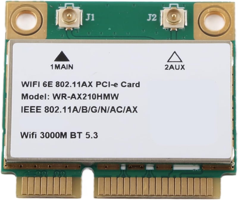Zunate AX210HMW Hármas Sávú WiFi 6E Hálózati Kártya 5374M - PCIe Gigabit Adapter Bluetooth 5.2 Támogatással, 2.4/5/6 GHz Kompatibilitás Wind