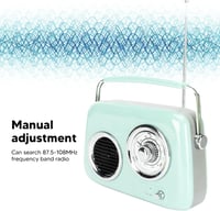 Zunate Retro Bluetooth Hangszóró Vintage Stílusú Hordozható Zöld 2