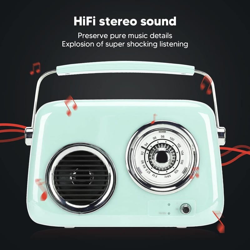 Zunate Retro Bluetooth Hangszóró Vintage Stílusú Hordozható Zöld