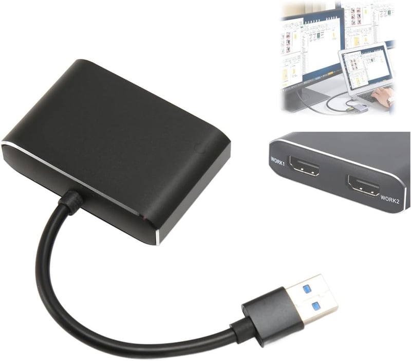 Zunate USB3.0 Dual HDMI Adapter - 1080P Külső Videokártya Két Monitor Csatlakoztatásához, 4 Megjelenítési Mód, Plug and Play