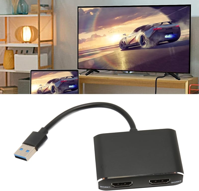 Zunate USB3.0 Dual HDMI Adapter - 1080P Külső Videokártya Két Monitor Csatlakoztatásához, 4 Megjelenítési Mód, Plug and Play