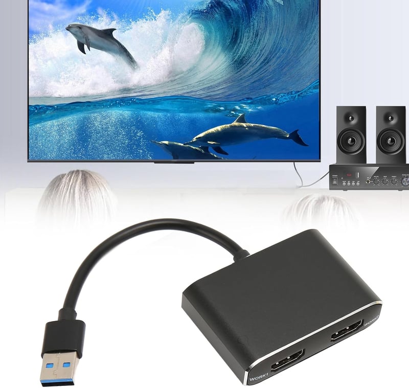 Zunate USB3.0 Dual HDMI Adapter - 1080P Külső Videokártya Két Monitor Csatlakoztatásához, 4 Megjelenítési Mód, Plug and Play