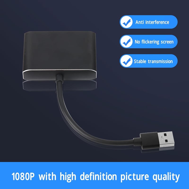 Zunate USB3.0 Dual HDMI Adapter - 1080P Külső Videokártya Két Monitor Csatlakoztatásához, 4 Megjelenítési Mód, Plug and Play