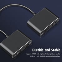 Zunate USB3.0 Dual HDMI Adapter - 1080P Külső Videokártya Két Monitor Csatlakoztatásához, 4 Megjelenítési Mód, Plug and Play 3