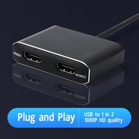 Zunate USB3.0 Dual HDMI Adapter - 1080P Külső Videokártya Két Monitor Csatlakoztatásához, 4 Megjelenítési Mód, Plug and Play 4