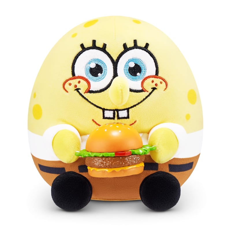 Plyšová hračka Zuru Snackles SpongeBob v nohaviciach s doplnkom v tvare snacku – 13 cm