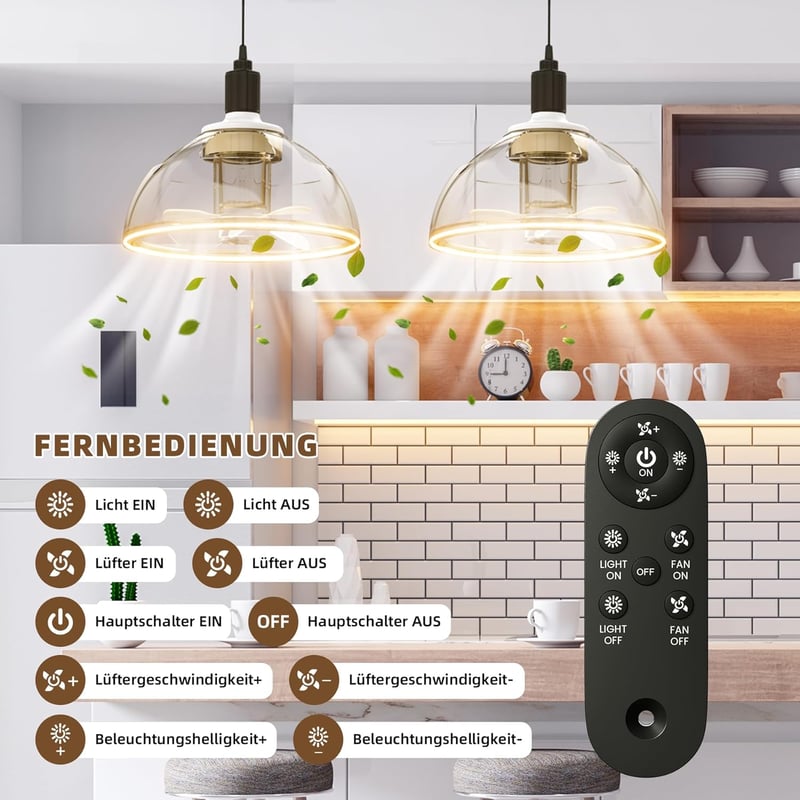 Zuske 20cm LED mennyezeti lámpa ventilátorral, 8W, dimmelhető, távirányítóval, csendes, 3000K