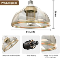 Zuske 20cm LED mennyezeti lámpa ventilátorral, 8W, dimmelhető, távirányítóval, csendes, 3000K 6