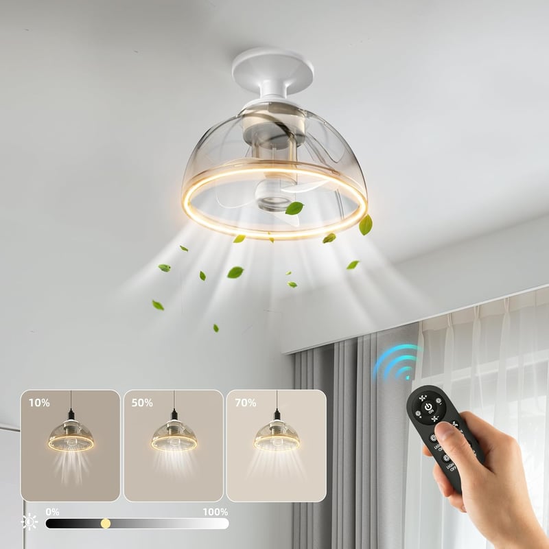 Zuske 20cm LED mennyezeti lámpa ventilátorral, 8W, dimmelhető, távirányítóval, csendes, 3000K