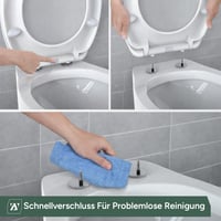 Colac WC Zuvo cu închidere lentă, formă O, sistem de fixare cu eliberare rapidă, balamale reglabile, alb, standard UK 6