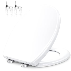 Colac WC Zuvo cu închidere lentă, formă O, sistem de fixare cu eliberare rapidă, balamale reglabile, alb, standard UK