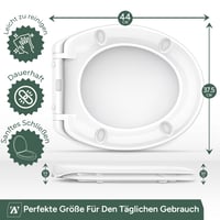 Colac WC Zuvo cu închidere lentă, formă O, sistem de fixare cu eliberare rapidă, balamale reglabile, alb, standard UK 2