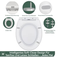 Colac WC Zuvo cu închidere lentă, formă O, sistem de fixare cu eliberare rapidă, balamale reglabile, alb, standard UK 3
