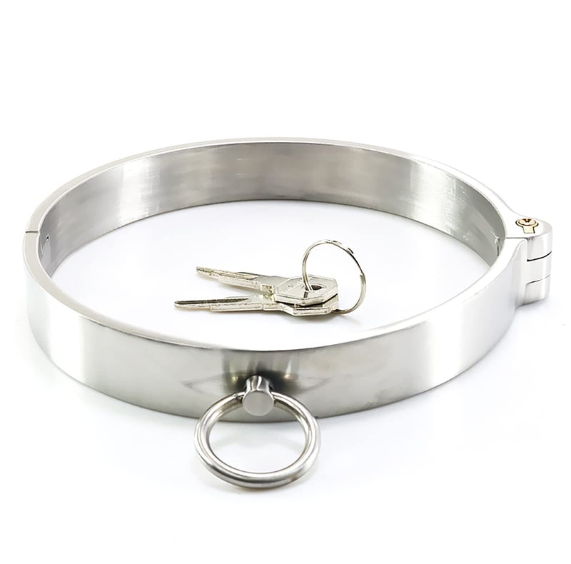 ZWFUN Choker Obojok pre páry - Strieborný SM Bondage Náhrdelník pre ženy, Pohodlný zaoblený tvar, Uzamykateľný dizajn, Veľkosť L (13,8 cm)