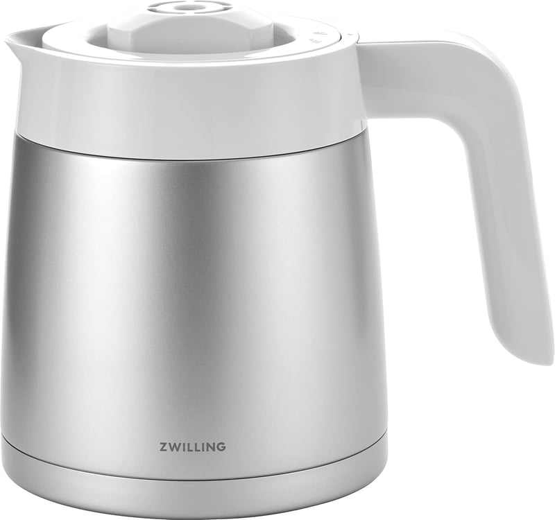 ZWILLING ENFINIGY Filteres Kávéfőző 1,25 L Hőszigetelt Kancsóval, Forraló Rendszer, Blooming Funkció és Intelligens Vízkőtelenítés, Rozsdame