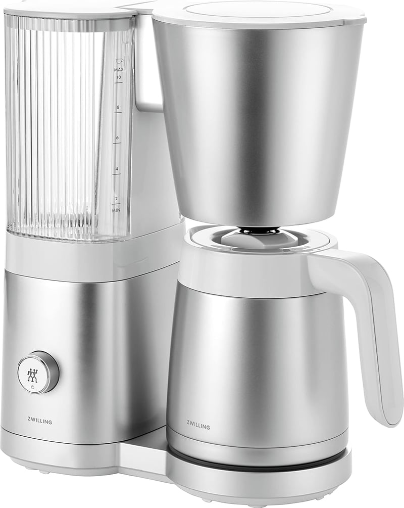 ZWILLING ENFINIGY Filteres Kávéfőző 1,25 L Hőszigetelt Kancsóval, Forraló Rendszer, Blooming Funkció és Intelligens Vízkőtelenítés, Rozsdame